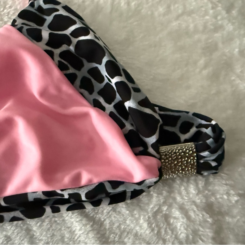 Venus Grey Black Animal Print Pink Silver Accents Bikini Top Cup D Bottoms 4 - Picture 4 of 8
